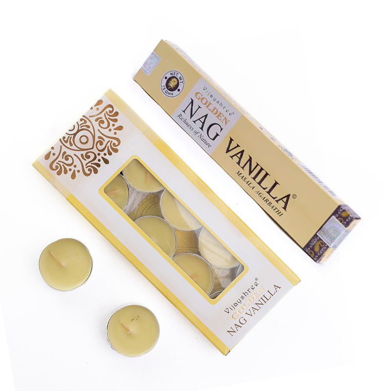 Kit Vela Aromática e Incenso Vijayshree Golden Nag Baunilha