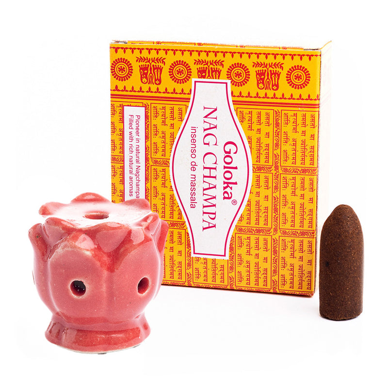 Kit Incensário Indiano Cascata Vermelho e Incenso Nag Champa