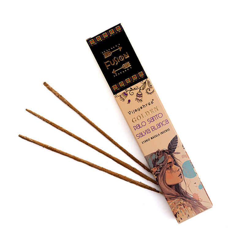 Incenso Vijayshree Golden Nag Palo Santo Sálvia Branca