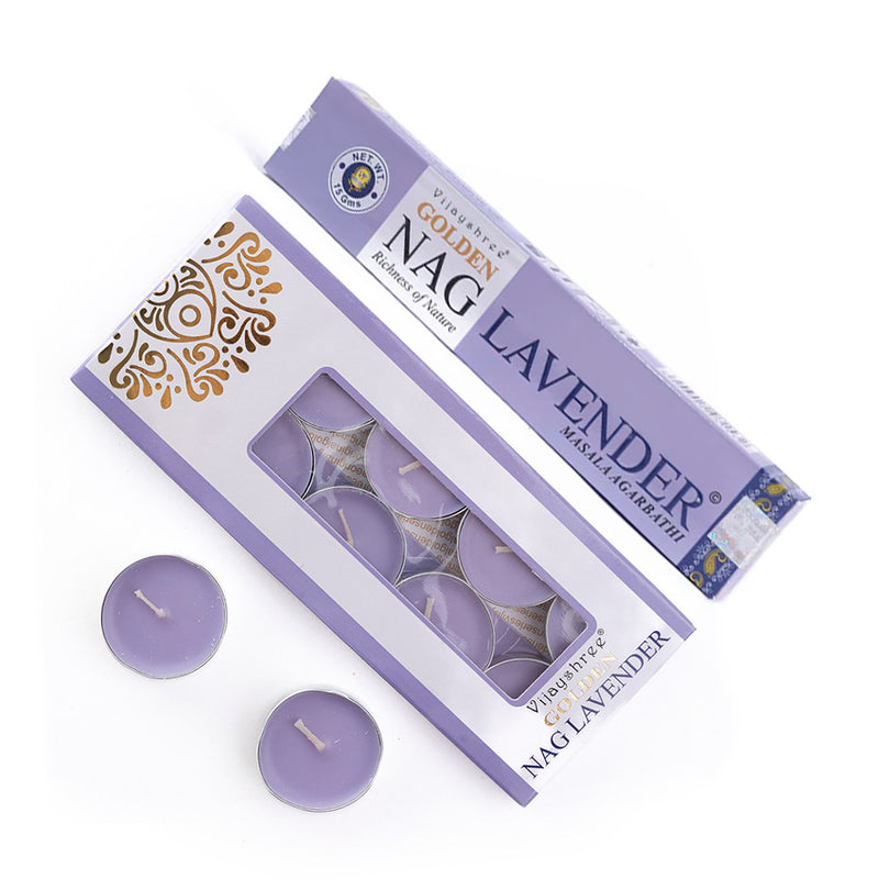 Kit Vela Aromática e Incenso Vijayshree Golden Nag Lavanda