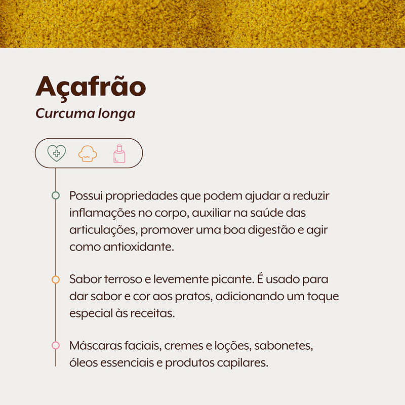 Açafrão | Cúrcuma | Raízes em Pó 100g