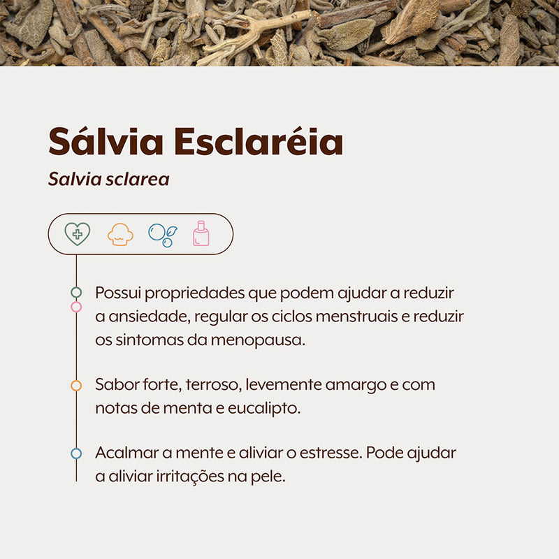 Sálvia Esclaréia Folhas e Flores 100g