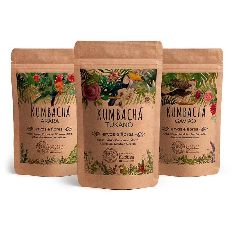 Kit 3 Tipos Kumbayá Ervas e Flores 25g Cada