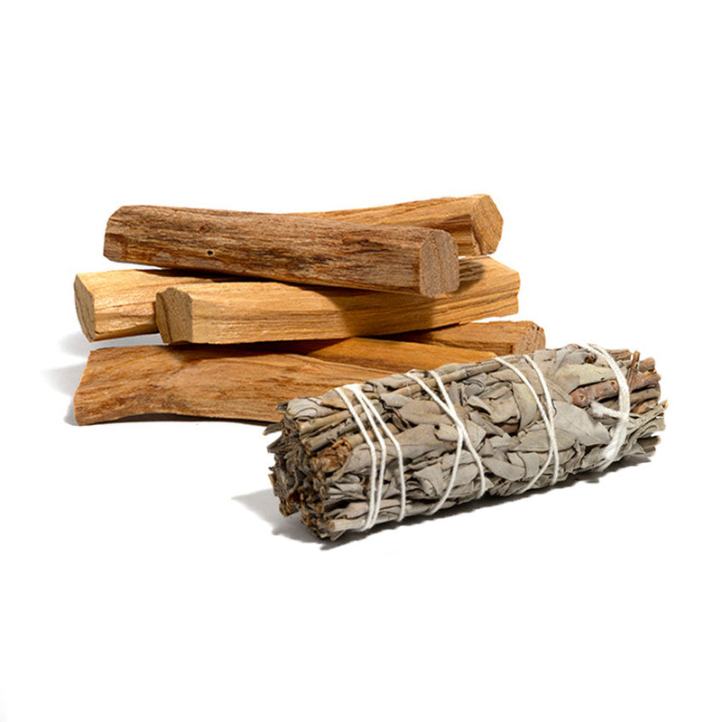 Kit Salvia Branca (bastão 25g) + Palo Santo (lascas 100g) - Empório Muritiba