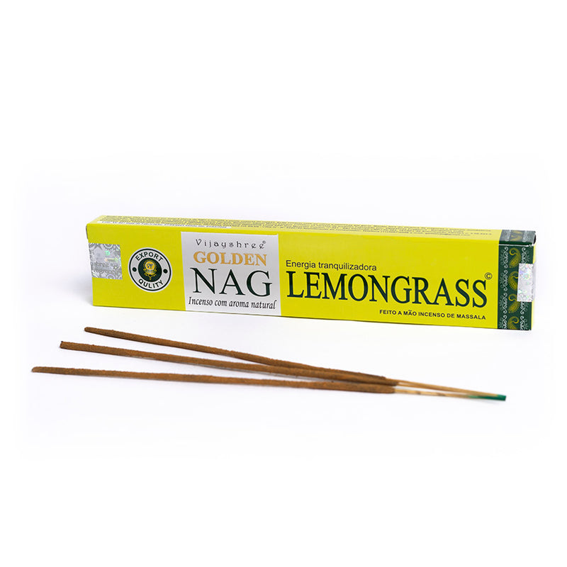 Incenso Indiano Vijayshree Golden Nag Lemongrass - Empório Muritiba