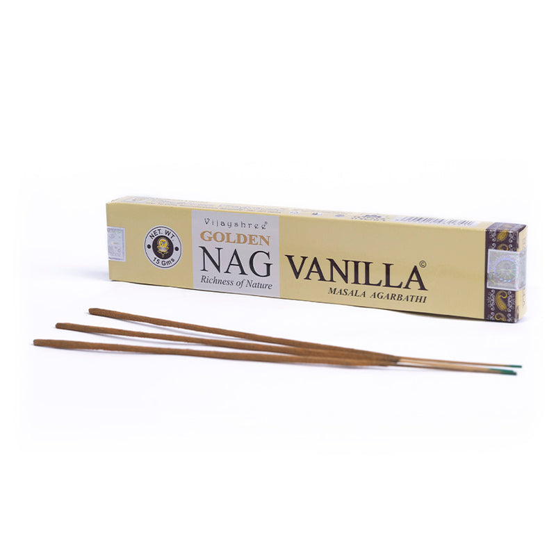 Incenso Indiano Vijayshree Golden Nag Vanilla 15g - Empório Muritiba