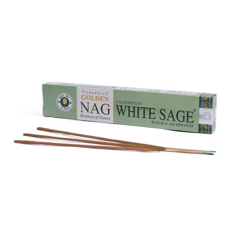 Incenso Indiano Vijayshree Golden Nag White Sage 15g - Empório Muritiba