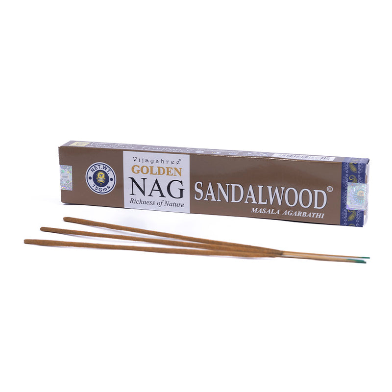 Incenso Indiano Vijayshree Golden Nag Sandalwood 15g - Empório Muritiba