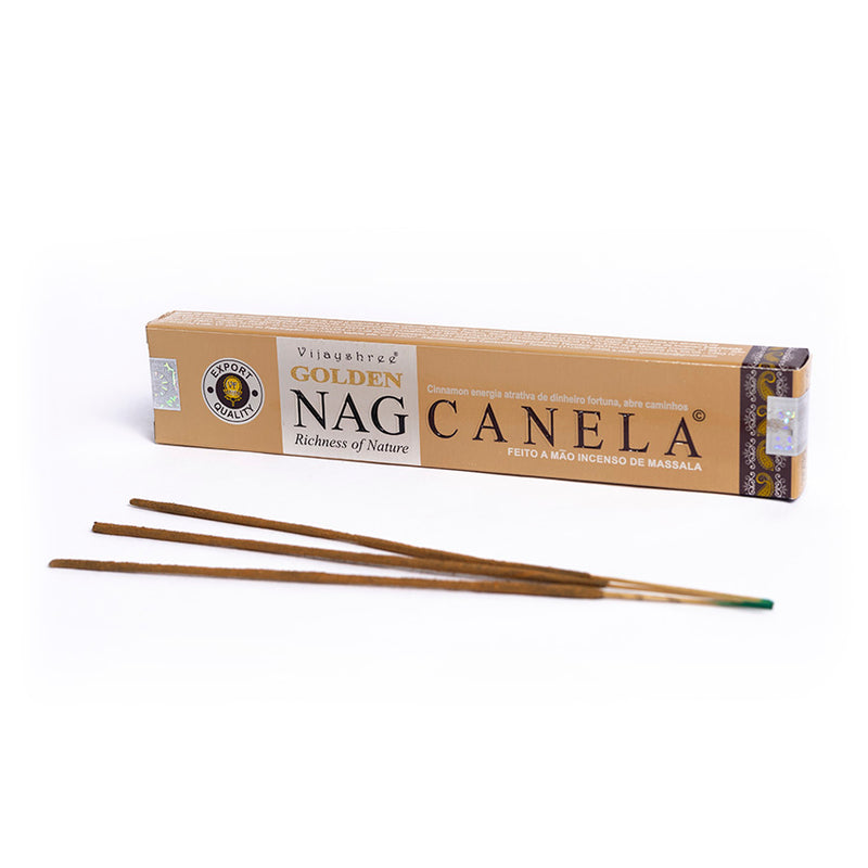 Incenso Indiano Vijayshree Golden Nag Canela 15g - Empório Muritiba