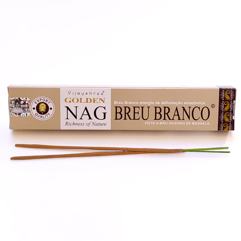 Incenso Indiano Vijayshree Golden Nag Breu Branco 15g - Empório Muritiba